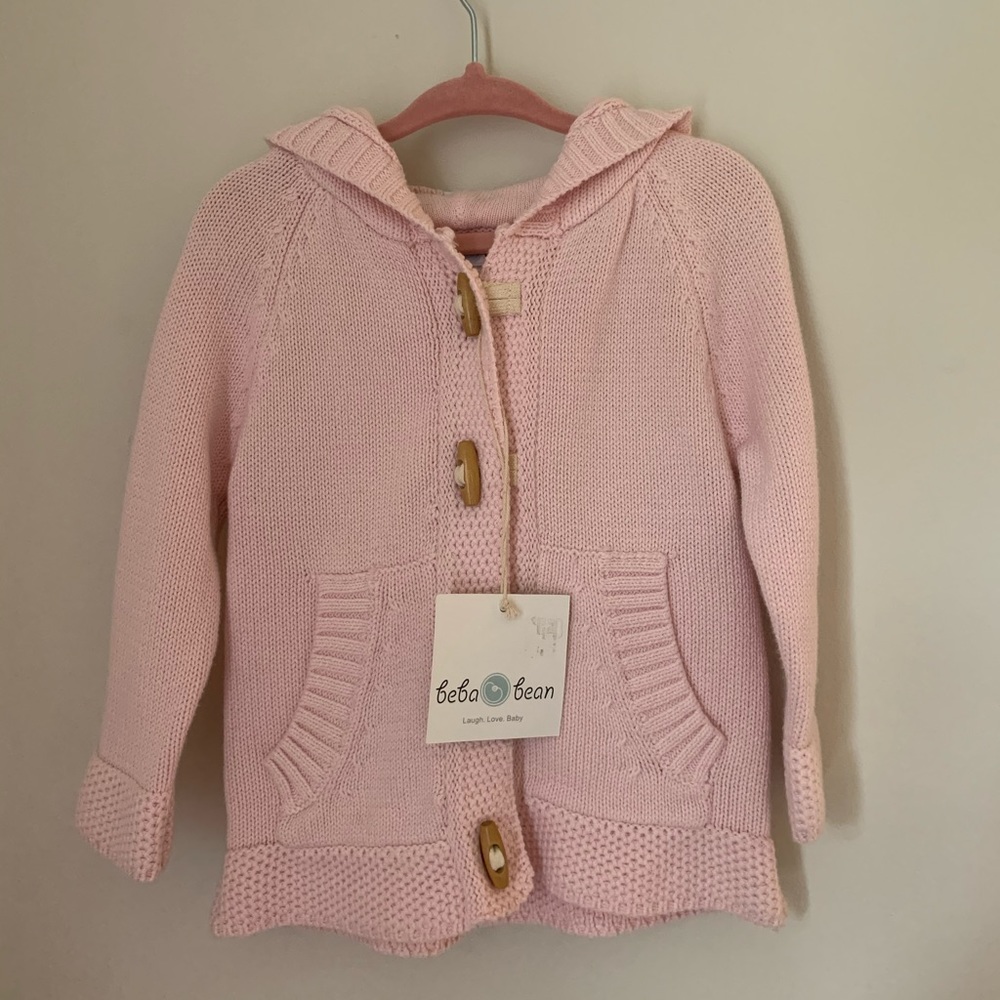 Beba Bean Pink Toggle Sweater 12-18m